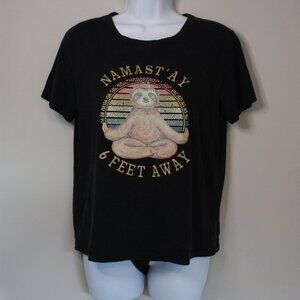namast'ay 6 feet away sloth t-shirt